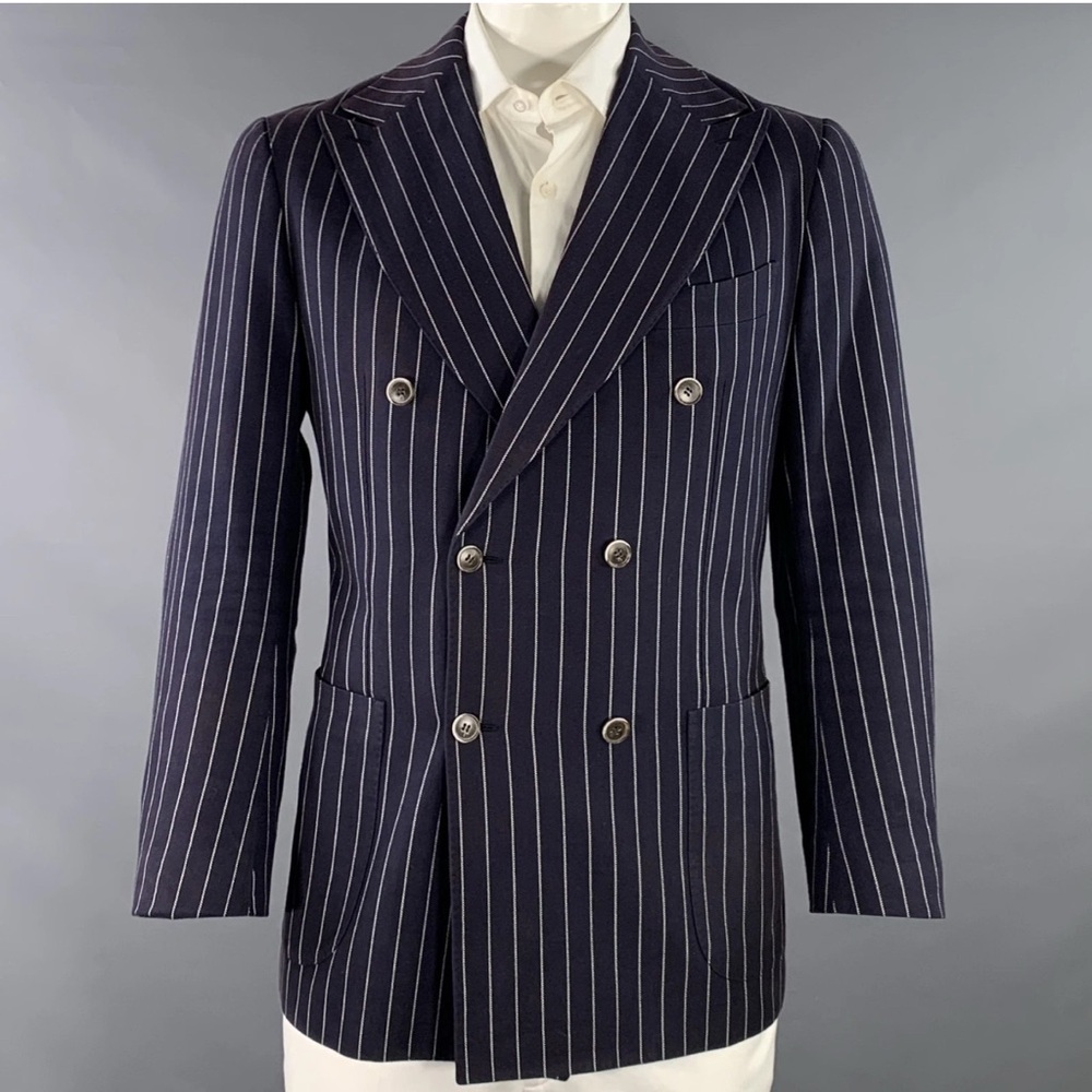 Suitsupply Navy Striped Double-Breasted Blazer